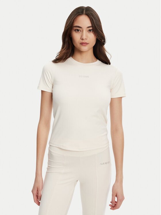 GUESS Тишърт V5RI10 KCD02 Екрю Regular Fit