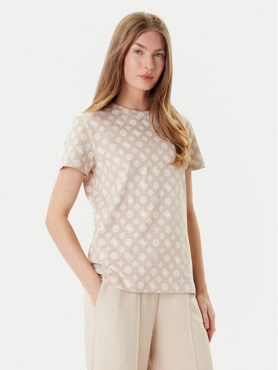 GUESS Тишърт V5YI04 I3Z14 Екрю Regular Fit