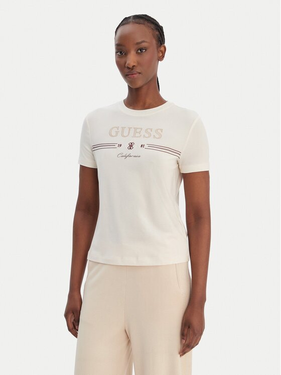 GUESS Тишърт V6GI06 K2967 Екрю Regular Fit