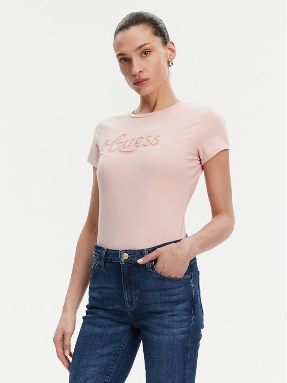 GUESS Тишърт W5GI47 KA0Q1 Екрю Slim Fit