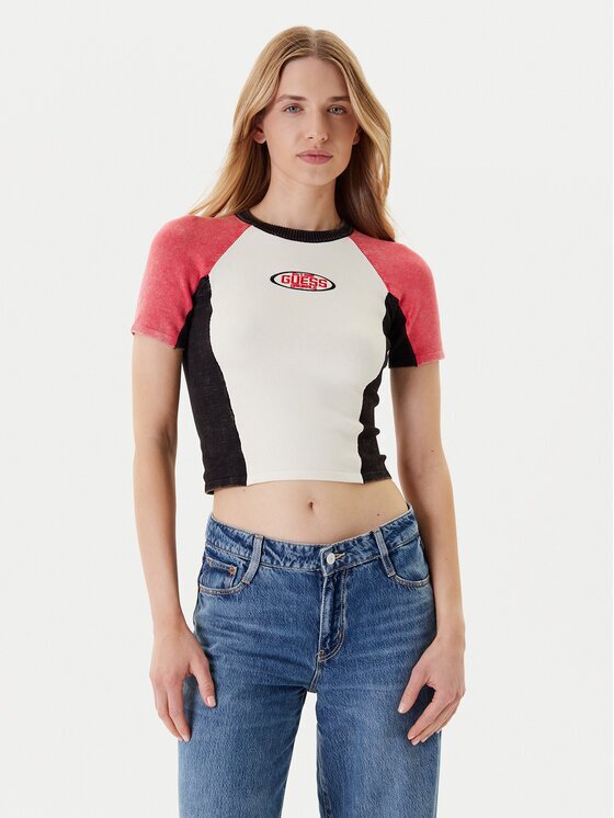 GUESS Тишърт W5YR44 Z2YJ2 Екрю Regular Fit
