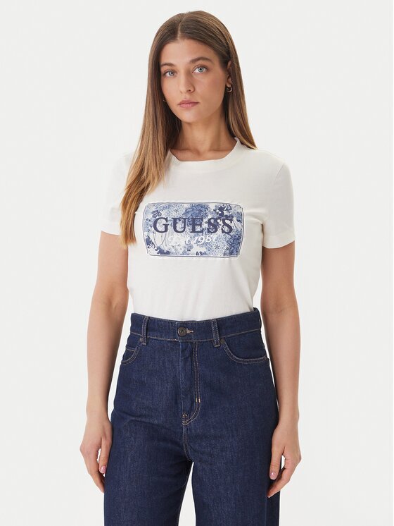 GUESS Тишърт W6GP02 K2753 Екрю Regular Fit