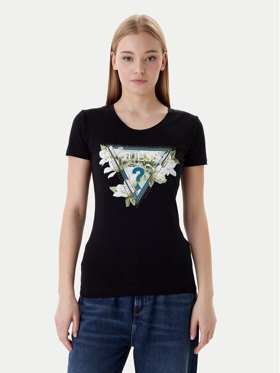GUESS Тишърт W6RI35 J1314 Екрю Slim Fit