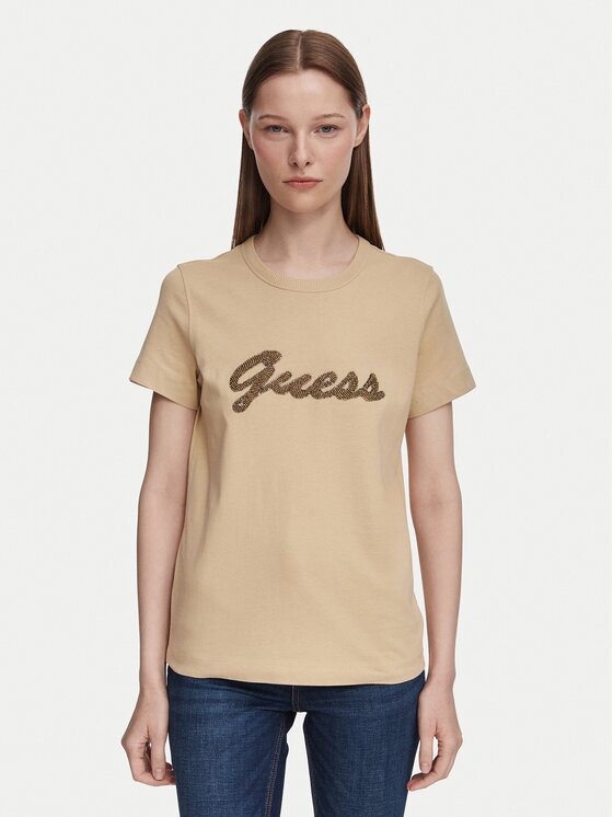 GUESS Тишърт W6YI29 K4348 Бежов Regular Fit