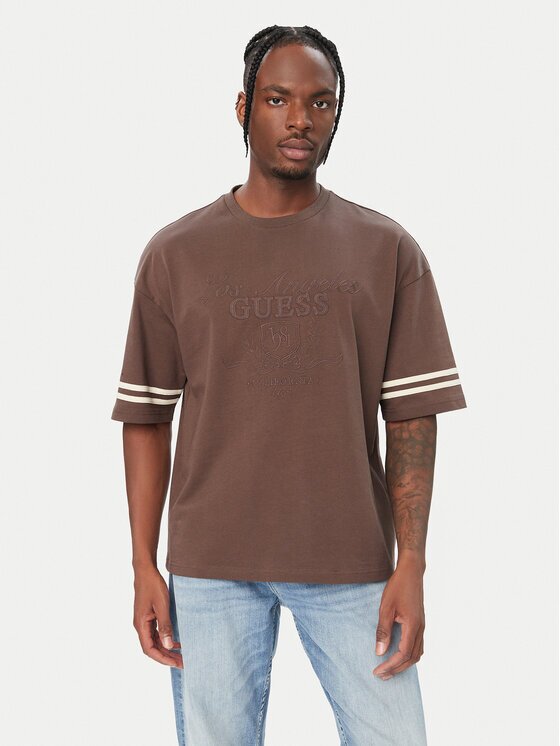 GUESS Тишърт Z6YI18 K5005 Кафяв Regular Fit