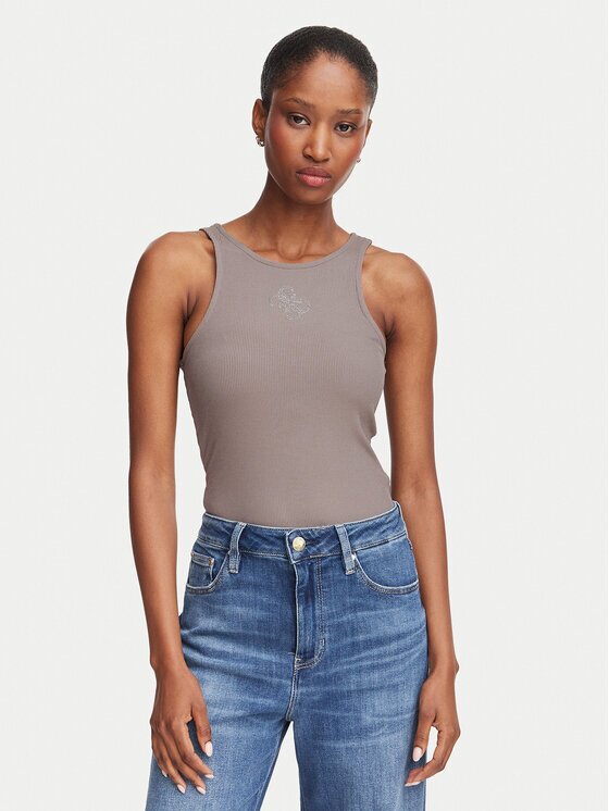 GUESS топ W6RP39 KD092 Тъмнобежов Regular Fit
