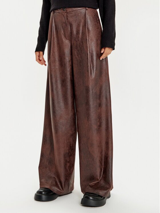 Haveone Панталони от имитация на кожа PVI-M062 Wide Leg