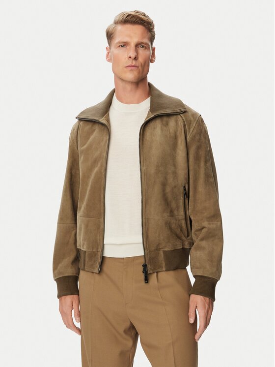 HUGO Кожено яке 50567441 Regular Fit