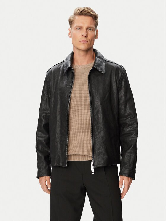 HUGO Кожено яке Liro 50568644 Regular Fit