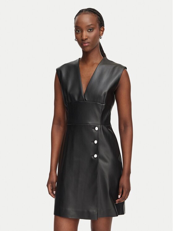 HUGO Рокля от имитация на кожа Katiri-1 50566898 Slim Fit