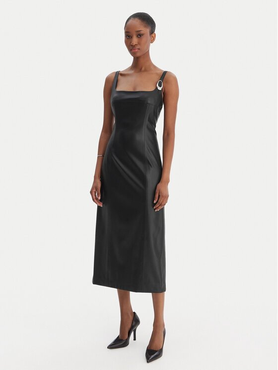 HUGO Рокля от имитация на кожа Kattarina-1 50553546 Slim Fit