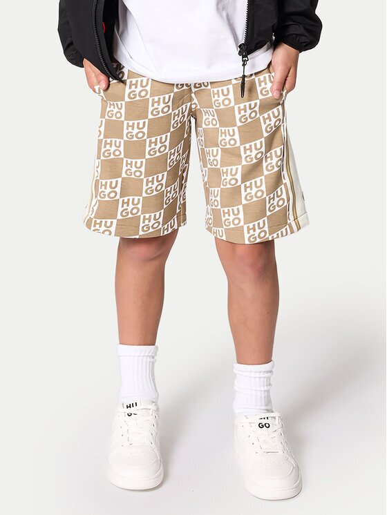 HUGO Спортни шорти G00999 D Бежов Regular Fit