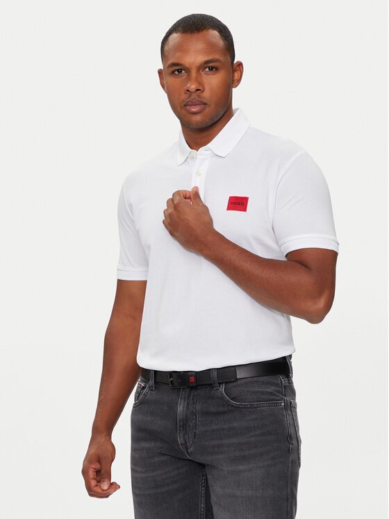 HUGO Тениска с яка и копчета Dereso222 50466202 Slim Fit