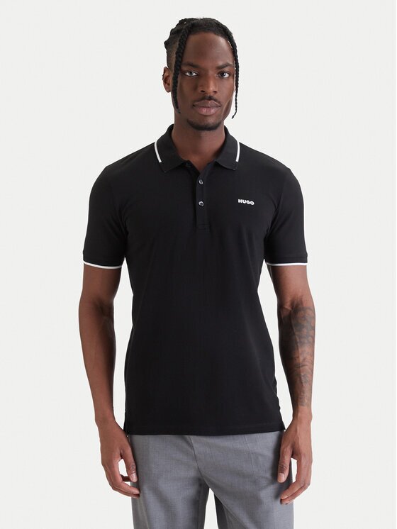 HUGO Тениска с яка и копчета Dinoso222 50467344 Slim Fit