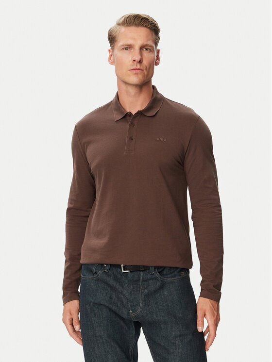 HUGO Тениска с яка и копчета Donoslong 50547358 Regular Fit