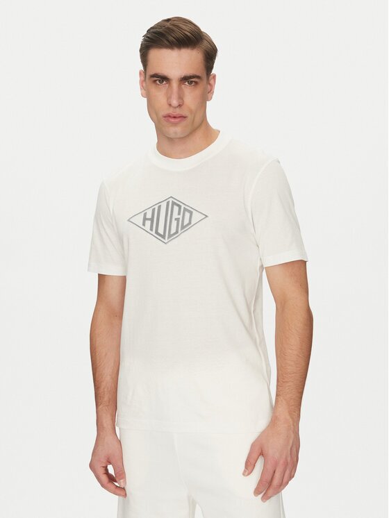 HUGO Тишърт Dalendi 50534934 Екрю Regular Fit