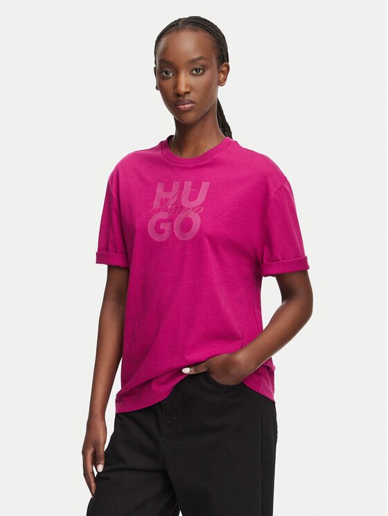 HUGO Тишърт Dashire_5 50566678 Тъмнорозов Relaxed Fit