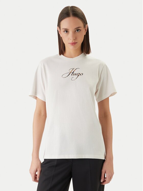 HUGO Тишърт Vintage 50560566 Екрю Regular Fit