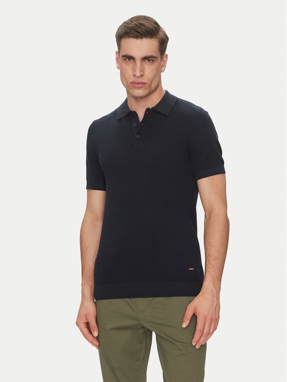 Indicode Тениска с яка и копчета Invorm 30-485 Тъмносин Regular Fit