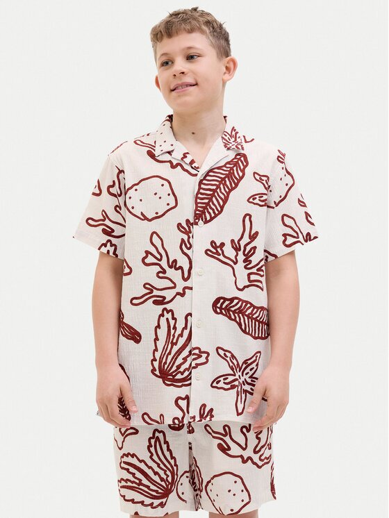 Jack & Jones Junior Риза Luke 12277298 Екрю Relaxed Fit