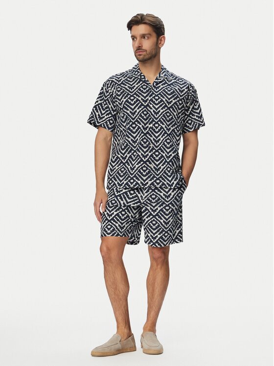Jack & Jones Комплект от риза и текстилни шорти Milo Seersucker Resort 12297829 Loose Fit