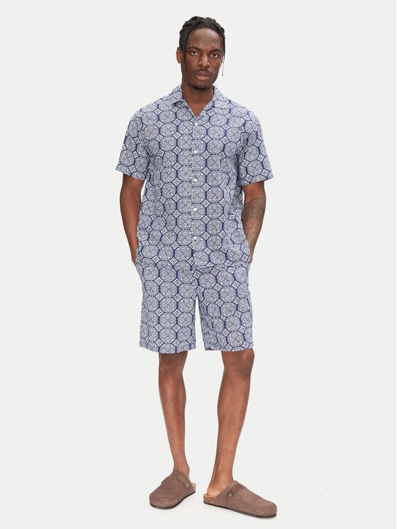 Jack & Jones Комплект от риза и текстилни шорти Seersucker 12284648 Relaxed Fit