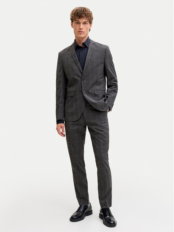Jack & Jones Костюм Franco 12183530 Сив Super Slim Fit