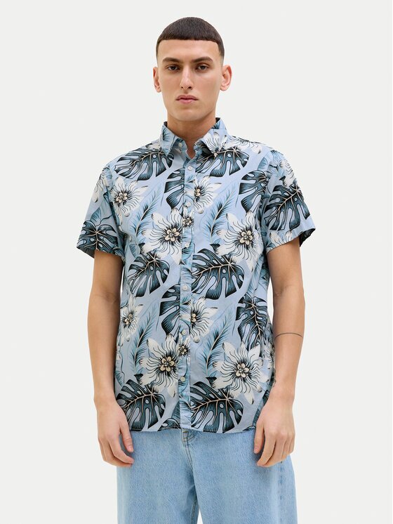 Jack & Jones Риза Hawaii 12269137 Светлосиньо Comfort Fit