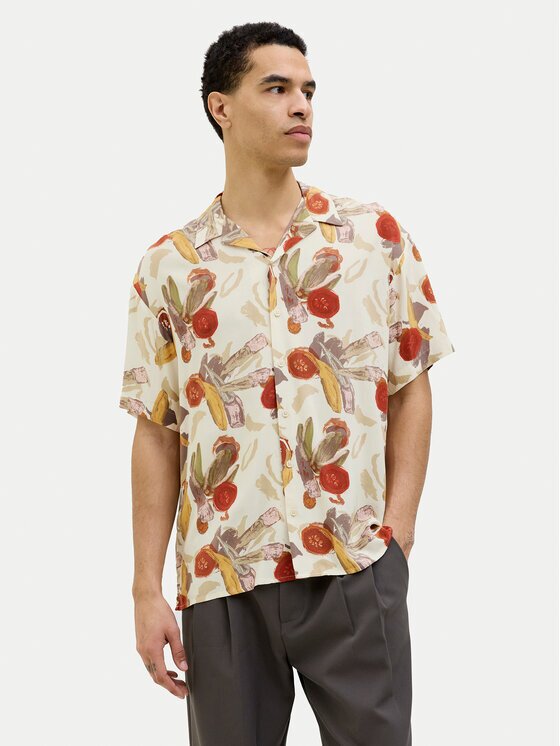 Jack & Jones Риза Luke 12271111 Екрю Relaxed Fit
