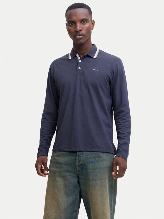 Jack & Jones Тениска с яка и копчета Blualves 12287520 Regular Fit