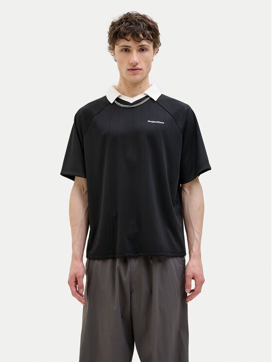 Jack & Jones Тениска с яка и копчета Lido 12276758 Loose Fit