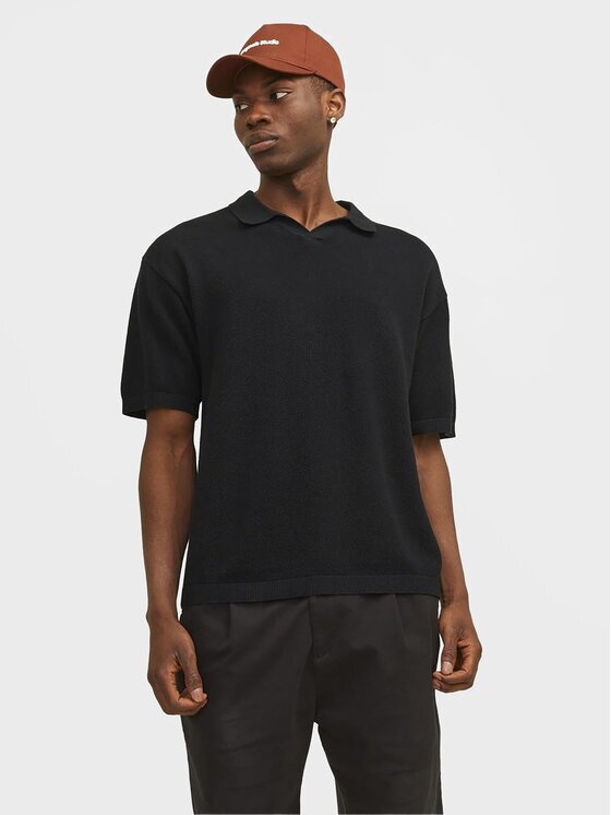 Jack & Jones Тениска с яка и копчета Linen 12252748 Regular Fit