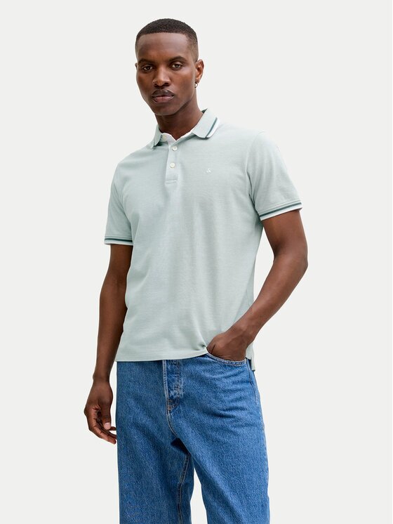 Jack & Jones Тениска с яка и копчета Paulos 12136668 Regular Fit