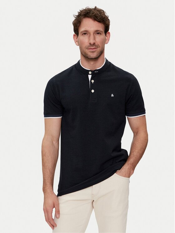 Jack & Jones Тениска с яка и копчета Paulos 12199711 Slim Fit