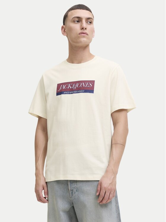 Jack & Jones Тишърт Rinwood 12283628 Екрю Regular Fit