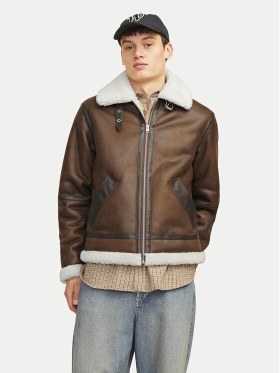 Jack & Jones Яке от имитация на кожа Cole Aviator 12261819 Regular Fit