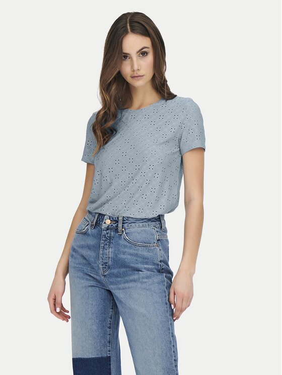 JdY Тишърт 15158450 Светлосиньо Regular Fit