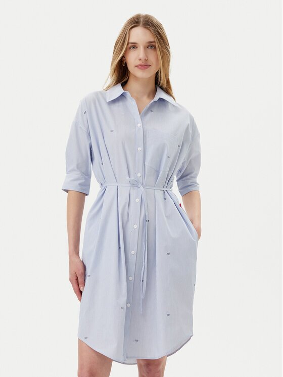 JOOP! Jeans Рокля тип риза Dua 30046173 Светлосиньо Relaxed Fit