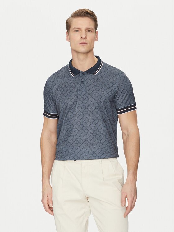 Joop! Тениска с яка и копчета 30044677 Тъмносин Modern Fit