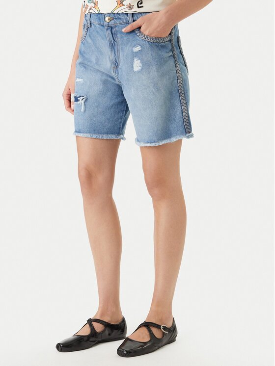 JUST CAVALLI Дънкови шорти 80PAD5S5 CDWCD Loose Fit