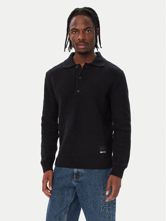 KARL LAGERFELD JEANS Тениска с яка и копчета B4M18065 Regular Fit