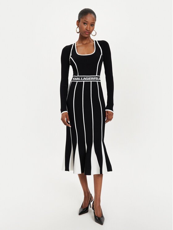 Karl Lagerfeld Плетена рокля 245W1330 Slim Fit