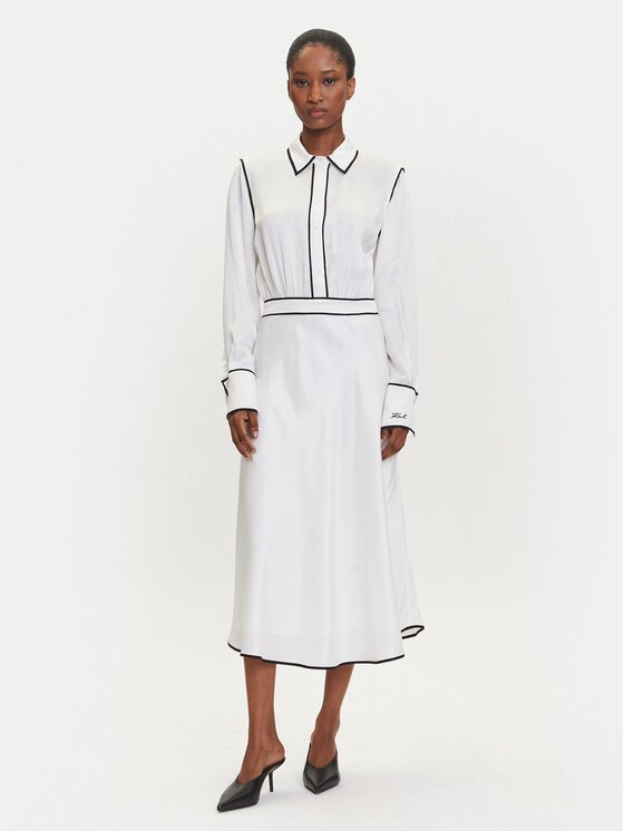 Karl Lagerfeld Рокля тип риза A3W13021 Екрю Regular Fit