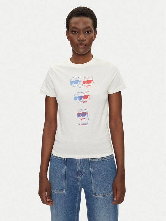 Karl Lagerfeld Тишърт A2W17112 Екрю Regular Fit