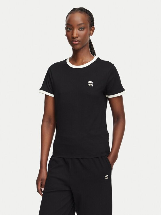 Karl Lagerfeld Тишърт Ikon Patch A3W17078 Slim Fit