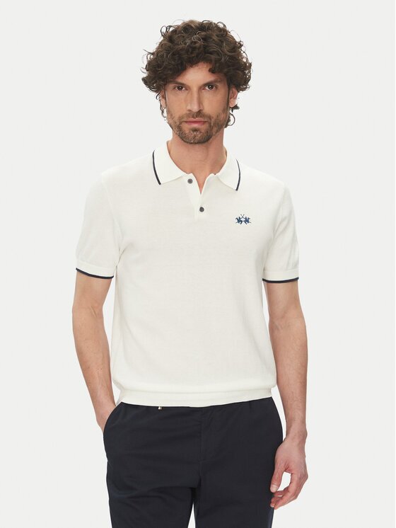 La Martina Тениска с яка и копчета Austin MAS001 YC041 Regular Fit