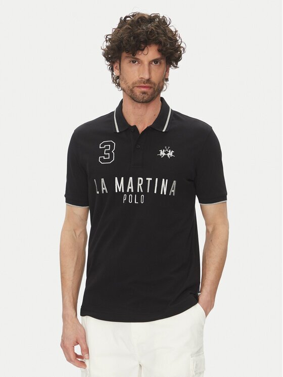 La Martina Тениска с яка и копчета Yeshayahu MAP320 PK001 Regular Fit