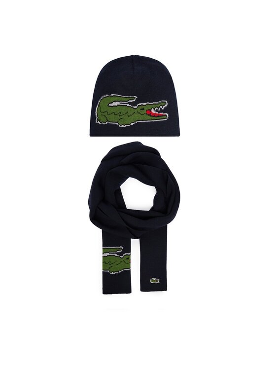 Lacoste Комплект шал и шапка RB1515-00 Тъмносин