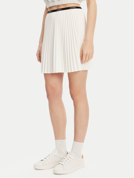 Lacoste Плисирана пола JF1403 Екрю Regular Fit
