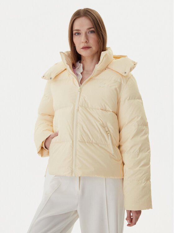 Lacoste Пухено яке BF3262 Екрю Relaxed Fit